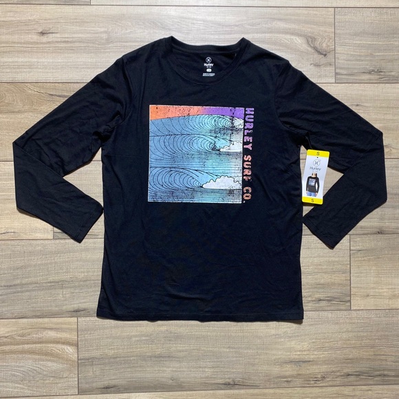 Hurley Womens‎ Long Sleeve Graphic Print Tee Size Small Black - Picture 1 of 9